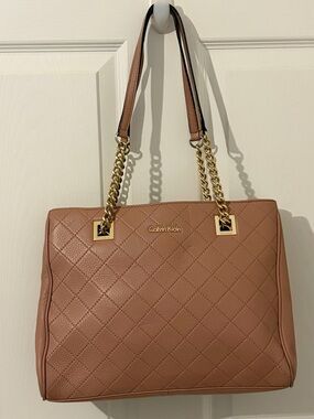 Calvin Klein Tan Quilted Shoulder Bag